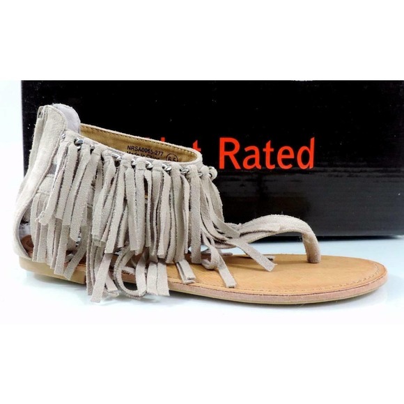 Not Rated Keep The Peace Fringe Flat Thong Sandals Taupe Size 6.5 - Picture 3 of 9